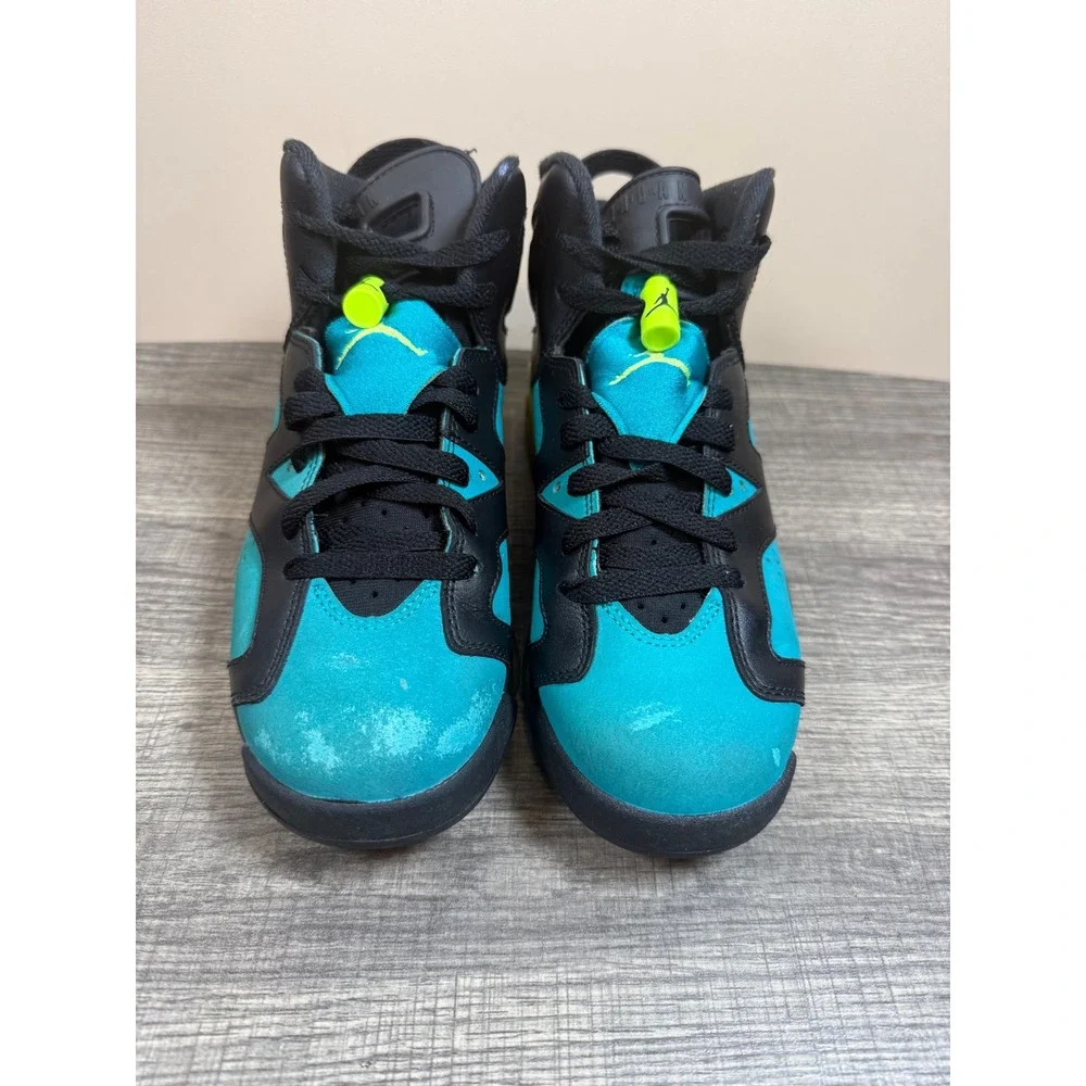 Air Jordan 6 Retro GG Black Volt Ice Turbo Green 543390-043 Kids 6Y Sneaker